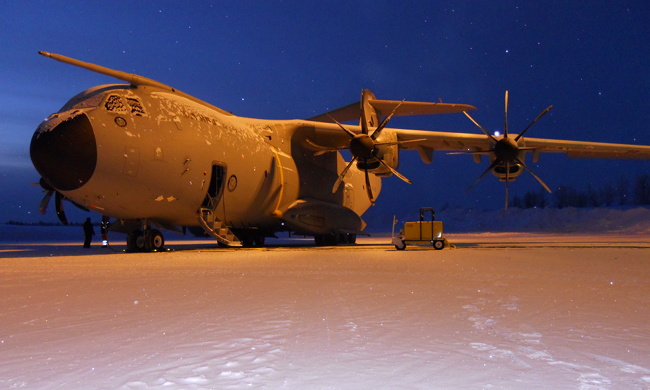 Vue du second A400M, Kiruna, Suède (photo : Airbus)