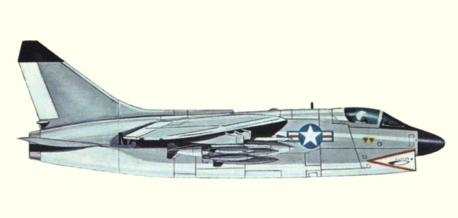 Vue d'un A-7A Corsair II (origine : Fighters, encyclopaedia of world aircraft - Kenneth Munson)