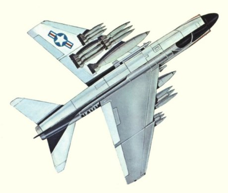 Plans d'un A-7A Corsair II (origine : Fighters, encyclopaedia of world aircraft - Kenneth Munson)