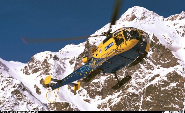 Vue d'une Alouette III (photo : Damiano Gualdoni)