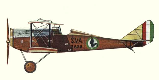 Vue d'un biplan Ansaldo S.V.A.5 (origine : Bombers 1914-1919 - Kenneth Munson)