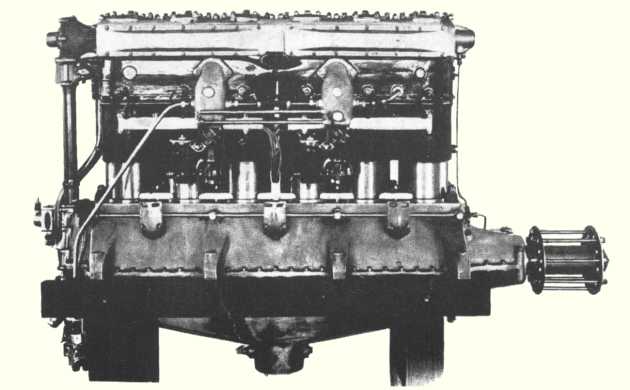 Vue d'un moteur B.H.P. Galloway Adriatic (photo : Jane's fighting aircraft of World War I John W.R. Taylor)