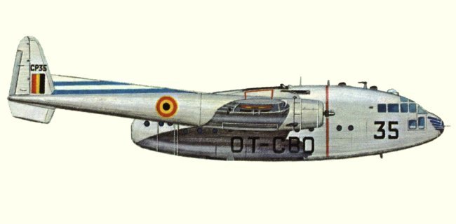 Vue d'un C-119G des forces aériennes belges (origine : Bombers, encyclopaedia of world aircraft - Kenneth Munson)