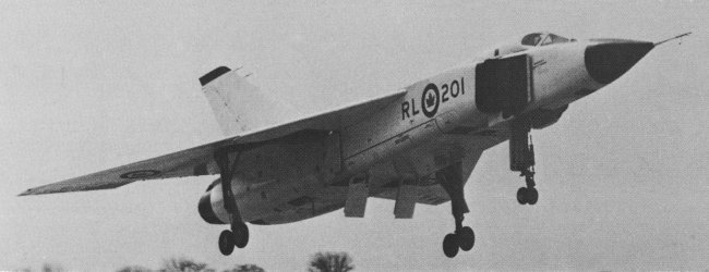 Vue d'un Avro Canada CF-105 (photo : Encyclopédie illustrée de l'Aviation dans le monde - David Mondey)