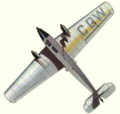 Plan d'un Spartan Cruiser II (origine : Airliners between the wars 1919-1939 - Kenneth Munson)