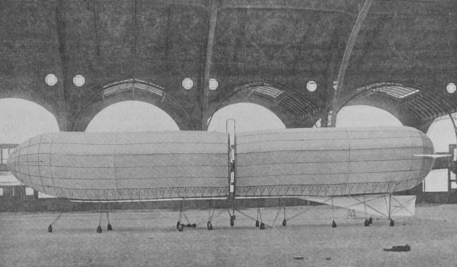 Vue d'un dirigeable De Mar&ccedil;ay-Kluytmans (photo : Gallica - Science progr&egrave;s d&eacute;couverte, 1908)