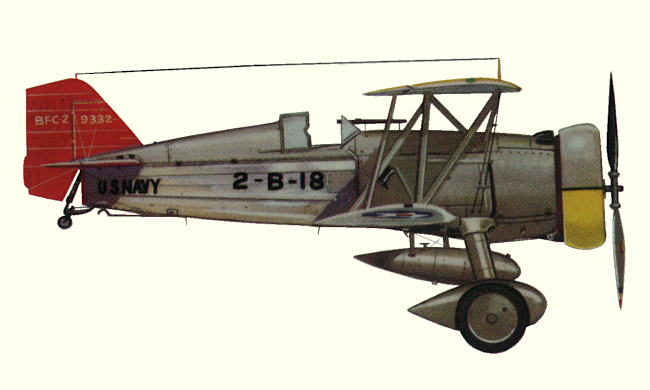 Vue d'un Curtiss BFC-2 (origine : Fighters between the wars 1919-1939 - Kenneth Munson)