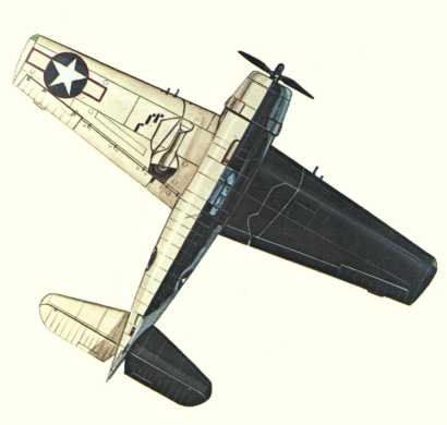 Plan d'un F6F-3 Hellcat (origine : Fighters 1939-1945 - Kenneth Munson)