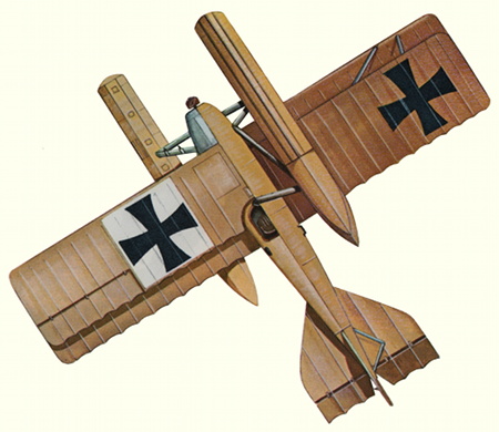 Plan d'un hydravion Hansa-Brandenburg KDW (origine : Fighters 1914-1919 - Kenneth Munson)