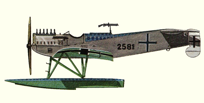 Vue d'un hydravion Hansa-Brandenburg W.29 (origine : Fighters 1914-1919 - Kenneth Munson)