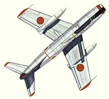 Plan d'un Fuji Hatsutaka (origine : Fighters, encyclopaedia of world aircraft - Kenneth Munson)