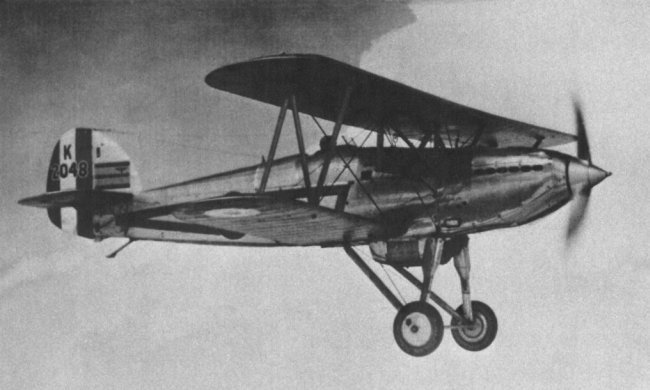 Vue d'un Hawker Fury I (photo : Science et Vie Aviation 1977)