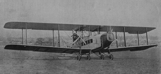 Vue d'un Handley Page W.8f (photo : La Science et la Vie, juillet 1924)