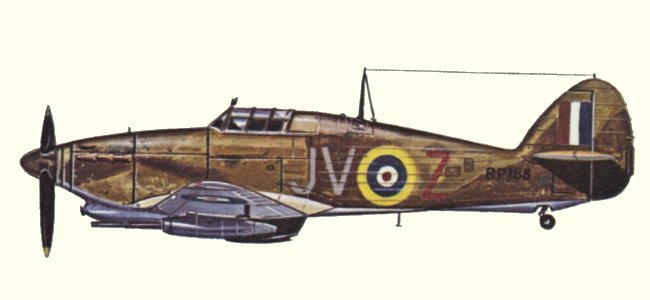 Vue d'un Hurricane IID (origine : Fighters 1939-1945 - Kenneth Munson)