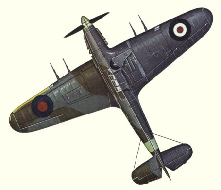 Plan d'un Hurricane IIC (origine : Fighters 1939-1945 - Kenneth Munson)