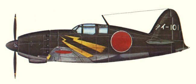 Vue d'un J2M3 Model 21 (origine : Fighters 1939-1945 - Kenneth Munson)