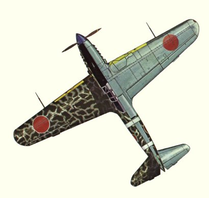 Plan d'un Ki-61-Ib (origine : Fighters 1939-1945 - Kenneth Munson)