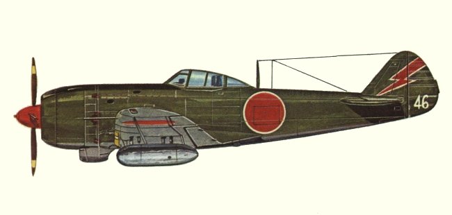 Vue d'un Ki-84-Ia (origine : Fighters 1939-1945 - Kenneth Munson)