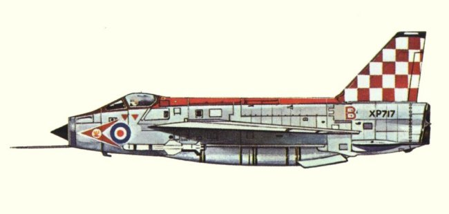 Vue d'un Lightning F. 3 (origine : Fighters, encyclopaedia of world aircraft - Kenneth Munson)