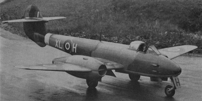 Vue d'un Meteor III (photo : Aircraft of the Royal Air Force 1918-57 - Owen Thetford)