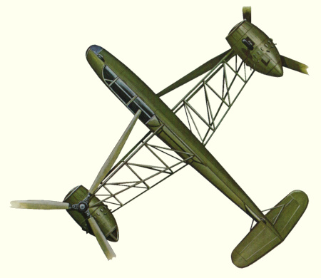 Plan d'un hélicoptère Omega G-4 (origine : Helicopters and other Rotorcraft since 1907 - Kenneth Munson)