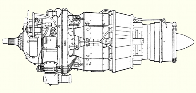 Vue d'un turbopropulseur Bristol Proteus 705