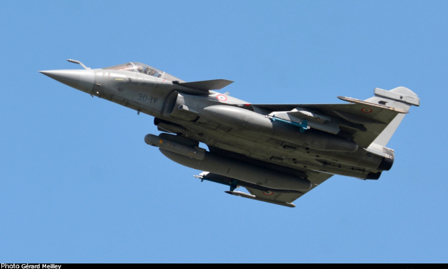 Vue d'un Rafale C (photo : Gérard Meilley, Toulouse-Blagnac, avril 2024)