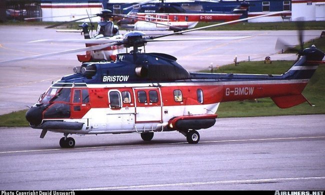 Vue d'un Super Puma de transport de personnel vers des chantiers en mer du Nord (photo : David Unsworth)