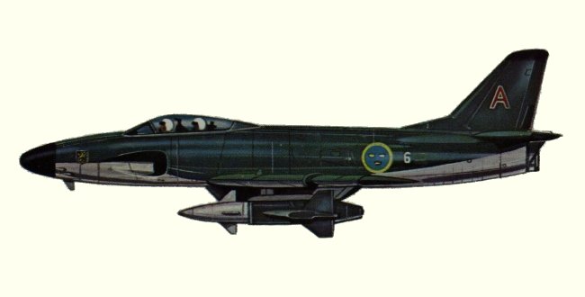 Vue d'un Saab A32A Lansen (origine : Fighters, encyclopaedia of world aircraft - Kenneth Munson)