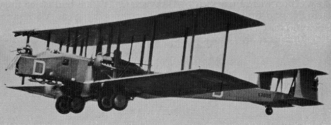 Vue d'un bombardier de nuit Vickers Virginia (photo : Aircraft of the Royal Air Force 1918-57 - Owen Thetford)