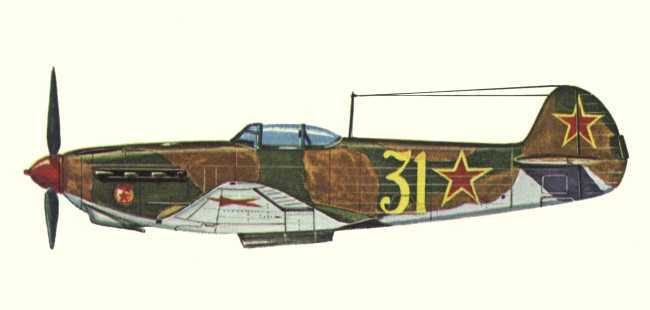 Vue d'un Yak-9D (origine : Fighters 1939-1945 - Kenneth Munson)